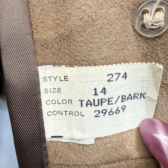 Vintage 70's  Taupe Leather Belted Jacket Ralph Lauren‎ Style USA 14 - Picture 7 of 9